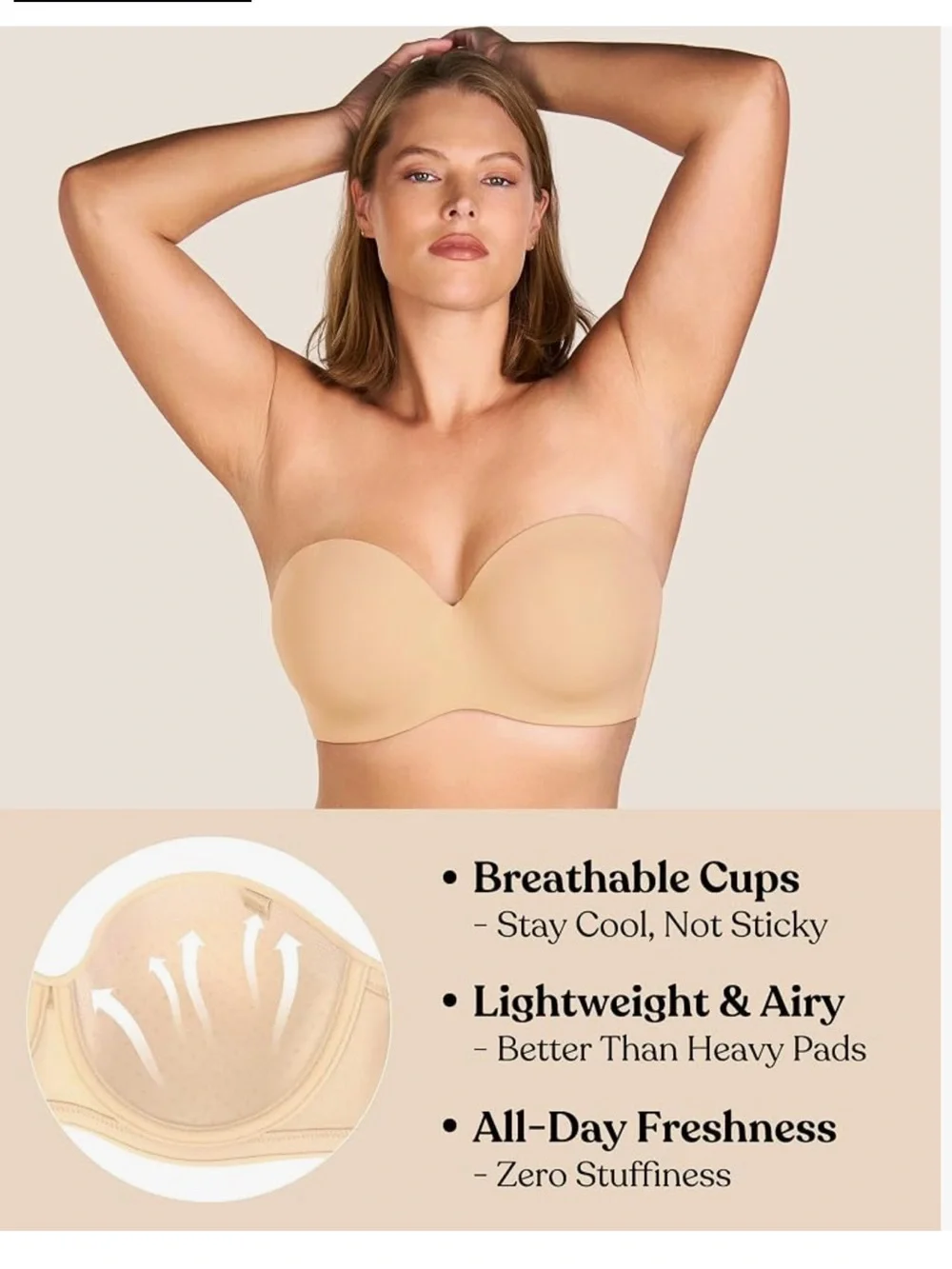 Strapless Seamless Bandeau Bra - Nude